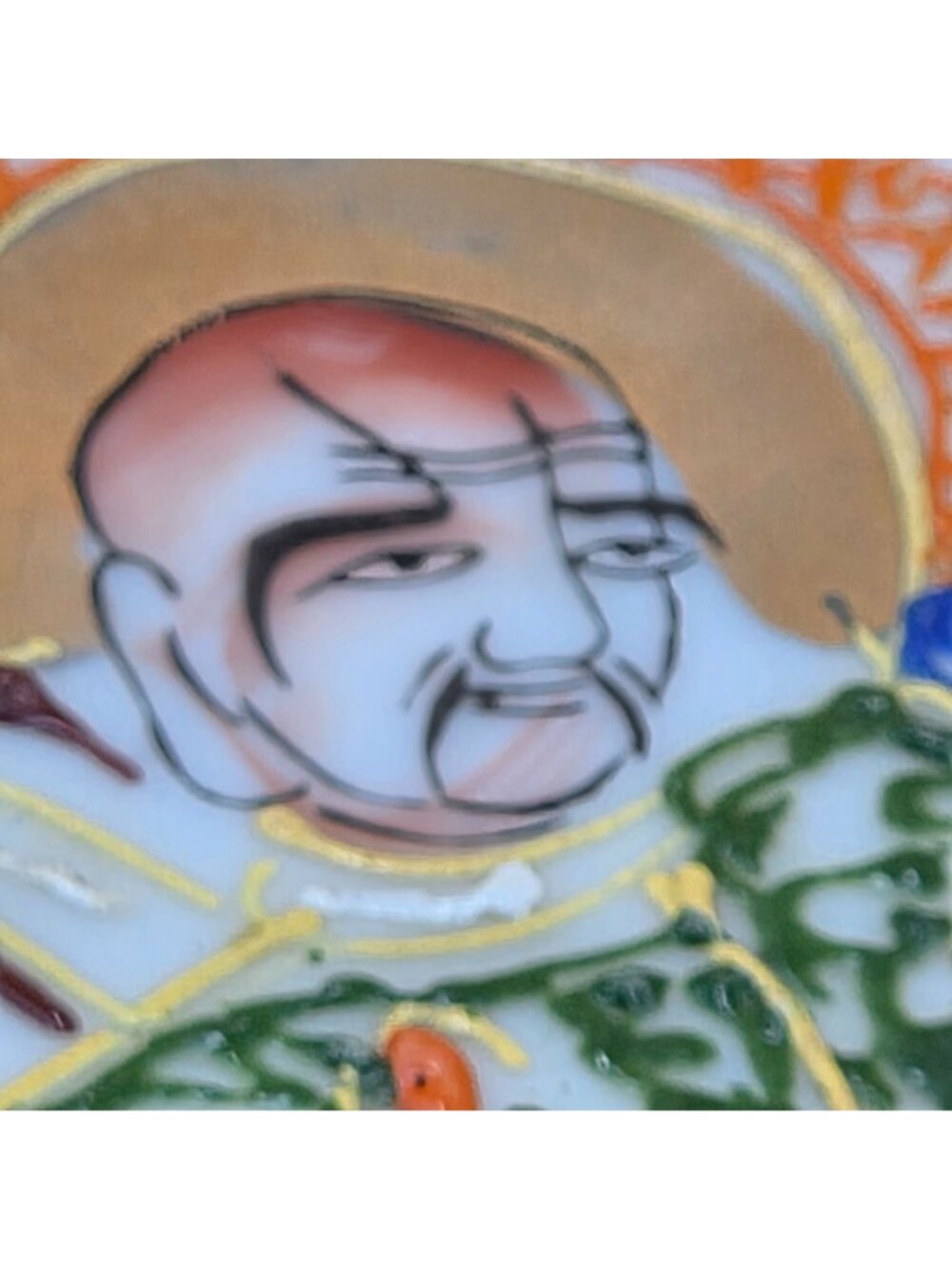 Vintage Japanese Satsuma Moriage Kannon Arhat Hand Painted Salad Plate - Picture 6 of 11